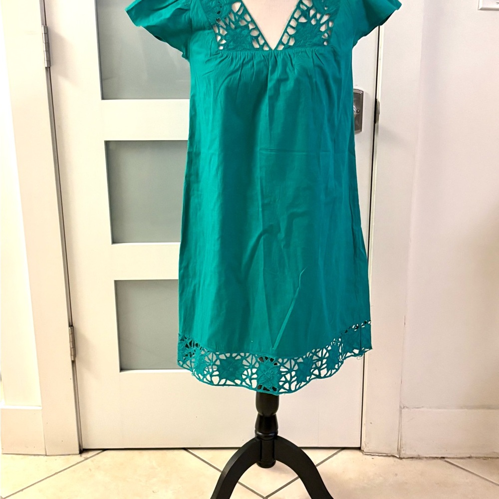 Teal Short Sleeve Dress with Cutout Details